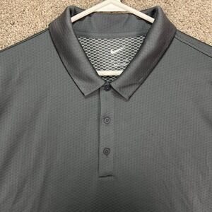 Nike Polo Shirt Mens XL Gray Short Sleeve Performance Golf Dri-FIT Swoosh EUC